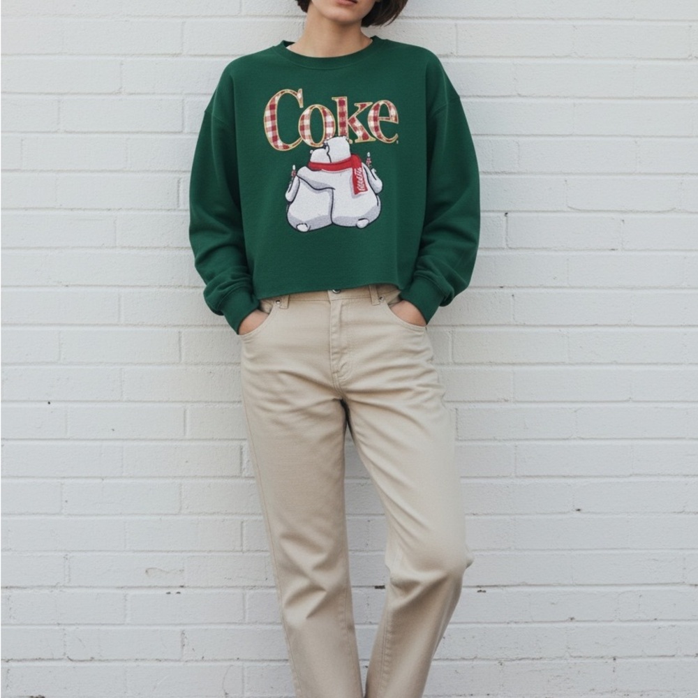 Coca Cola 1991 cropped original crewneck with iconic polar bear design